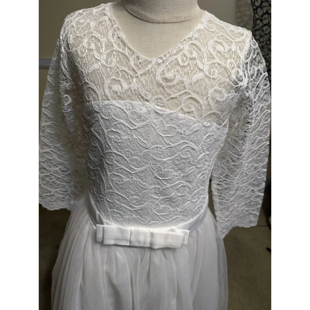 IBTOM Castle Girls White Lace  A-Line Flower Girl Dress 150 Size 10